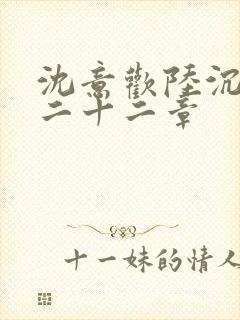 沈意欢陆沉舟第二十二章