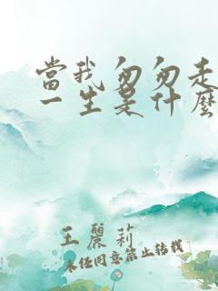 当我匆匆走完这一生是什么歌