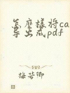 怎么样将cad导出成pdf