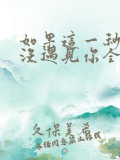 如果这一秒,我没遇见你全文小说阅读全文