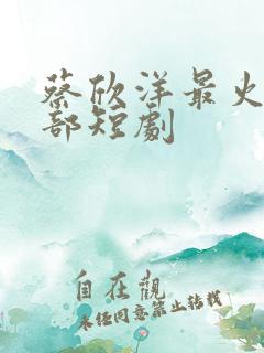 蔡欣洋最火的三部短剧