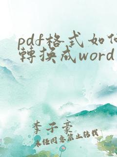 pdf格式如何转换成word文档格式
