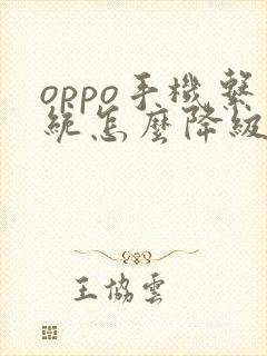 oppo手机系统怎么降级版本