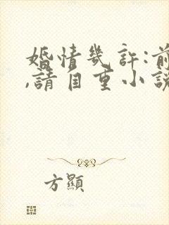 婚情几许:前夫,请自重小说