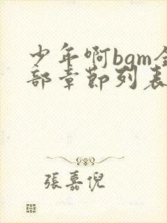 少年啊bgm全部章节列表