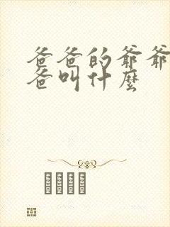 爸爸的爷爷的爸爸叫什么