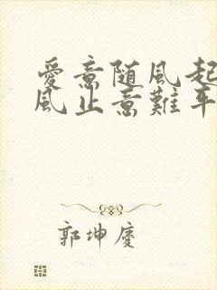 爱意随风起, 风止意难平