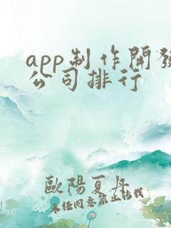 app制作开发公司排行