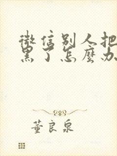 微信别人把我拉黑了怎么办