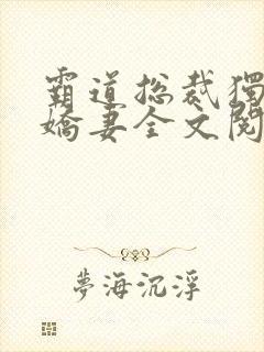 霸道总裁独宠小娇妻全文阅读