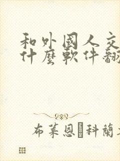 和外国人交流用什么软件翻译