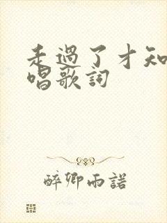 走过了才知道原唱歌词