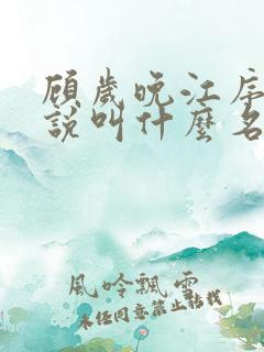 顾岁晚江序舟小说叫什么名字