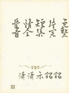 爱情短片免费观看全集完整版高清