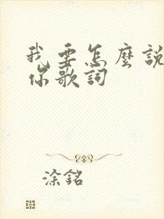 我要怎么说不爱你歌词