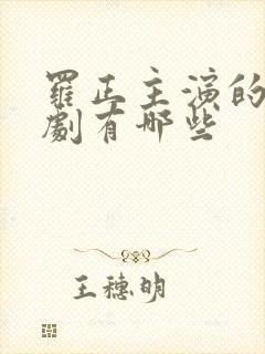 罗正主演的电视剧有哪些