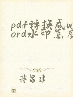 pdf转换成word水印怎么去掉