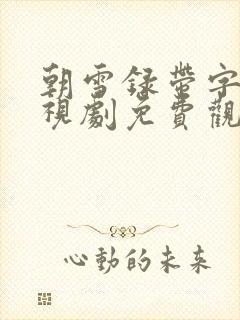 朝雪录带字幕电视剧免费观看