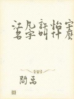 江凡许怡宇小说名字叫什么