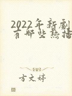 2022年新剧有哪些热播剧