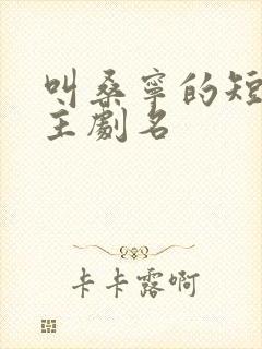 叫桑宁的短剧女主剧名