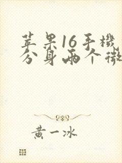 苹果16手机能分身两个微信吗