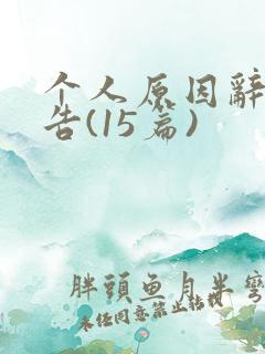 个人原因辞职报告(15篇)