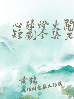 心归灯火阑珊处短剧全集免费播放