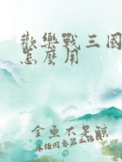 欢乐战三国元宝怎么用