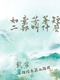如意芳华短剧第二部叫什么