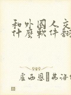 和外国人交流用什么软件翻译