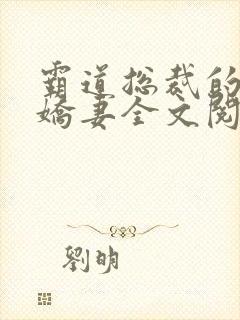 霸道总裁的独宠娇妻全文阅读