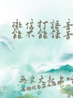 微信打语音电话能不能录音