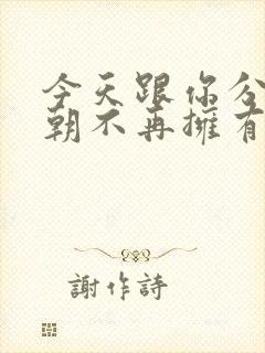 今天跟你分手他朝不再拥有是什么歌