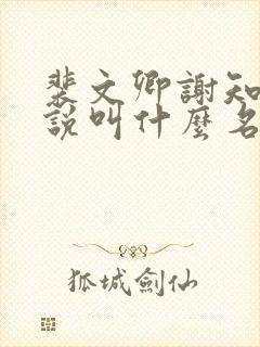 裴文卿谢知雪小说叫什么名字