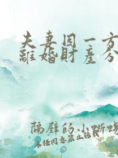 夫妻因一方出轨离婚财产分割