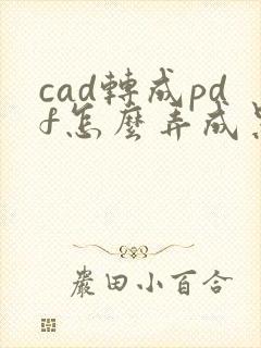 cad转成pdf怎么弄成黑白的