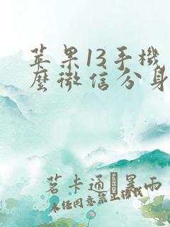 苹果13手机怎么微信分身双开