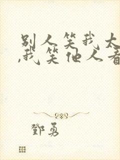 别人笑我太疯癫,我笑他人看不穿什么意思