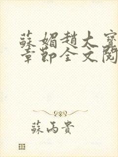 苏媚赵大宝最新章节全文阅读