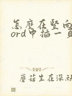 怎么在竖向的word中插一页横向的