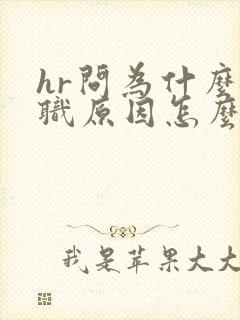 hr问为什么离职原因怎么回答