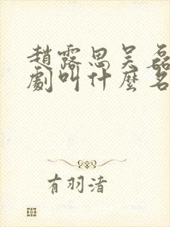 赵露思吴磊电视剧叫什么名字