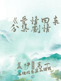 《爱情回来了》分集剧情