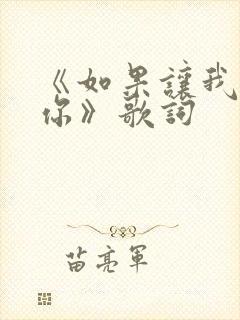 《如果让我遇见你》歌词