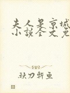 夫人是京城一霸小说全文免费阅读