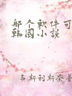 哪个软件可以看韩国小说