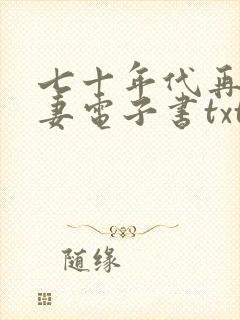 七十年代再婚夫妻电子书txt下载