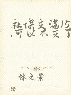 社保交满15年,可以不交了吗?