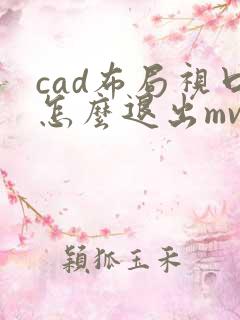 cad布局视口怎么退出mv界面